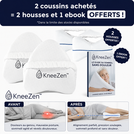 KneeZen™ Coussin Orthopédique pour Genoux | Soulage les douleurs articulaires et améliore votre sommeil en un instant!