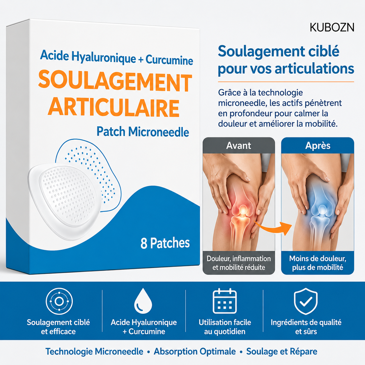 FlexPatch™ Patch Microneedle Articulaire | Soulage les douleurs et régénère vos articulations en 10 minutes!