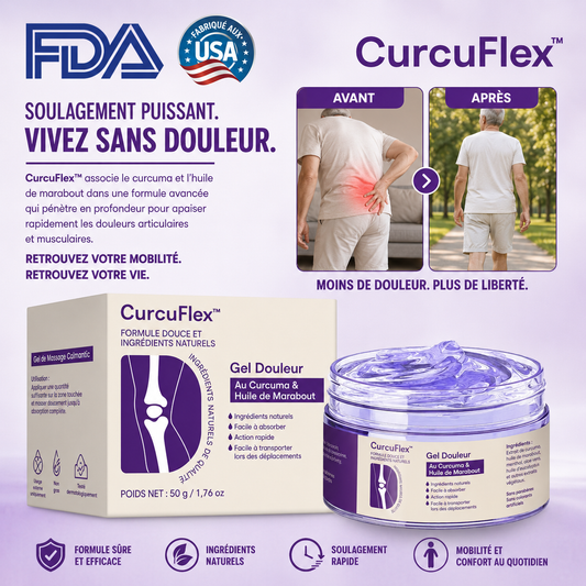 CurcuFlex™ Gel Anti-Douleur Curcuma & Huile d’Émeu | Soulage vos articulations en 3 minutes !