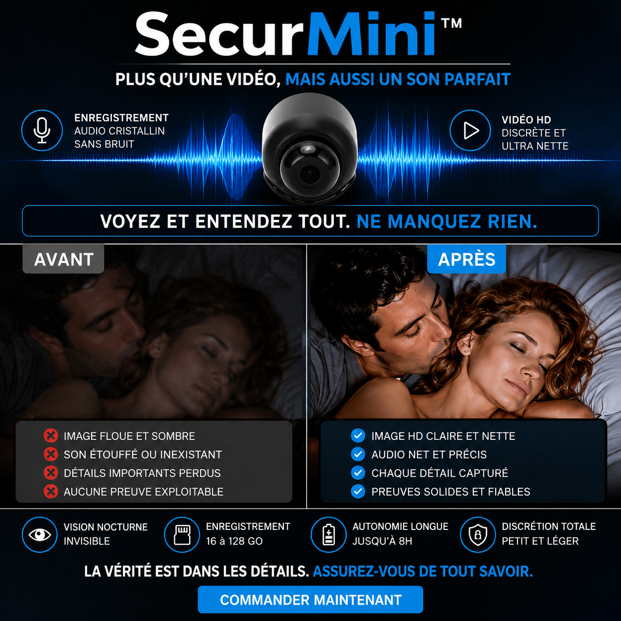 SecurMini™ Caméra HD à Vision Nocturne | Visionnez tout ce qu'il se passe chez vous en direct !
