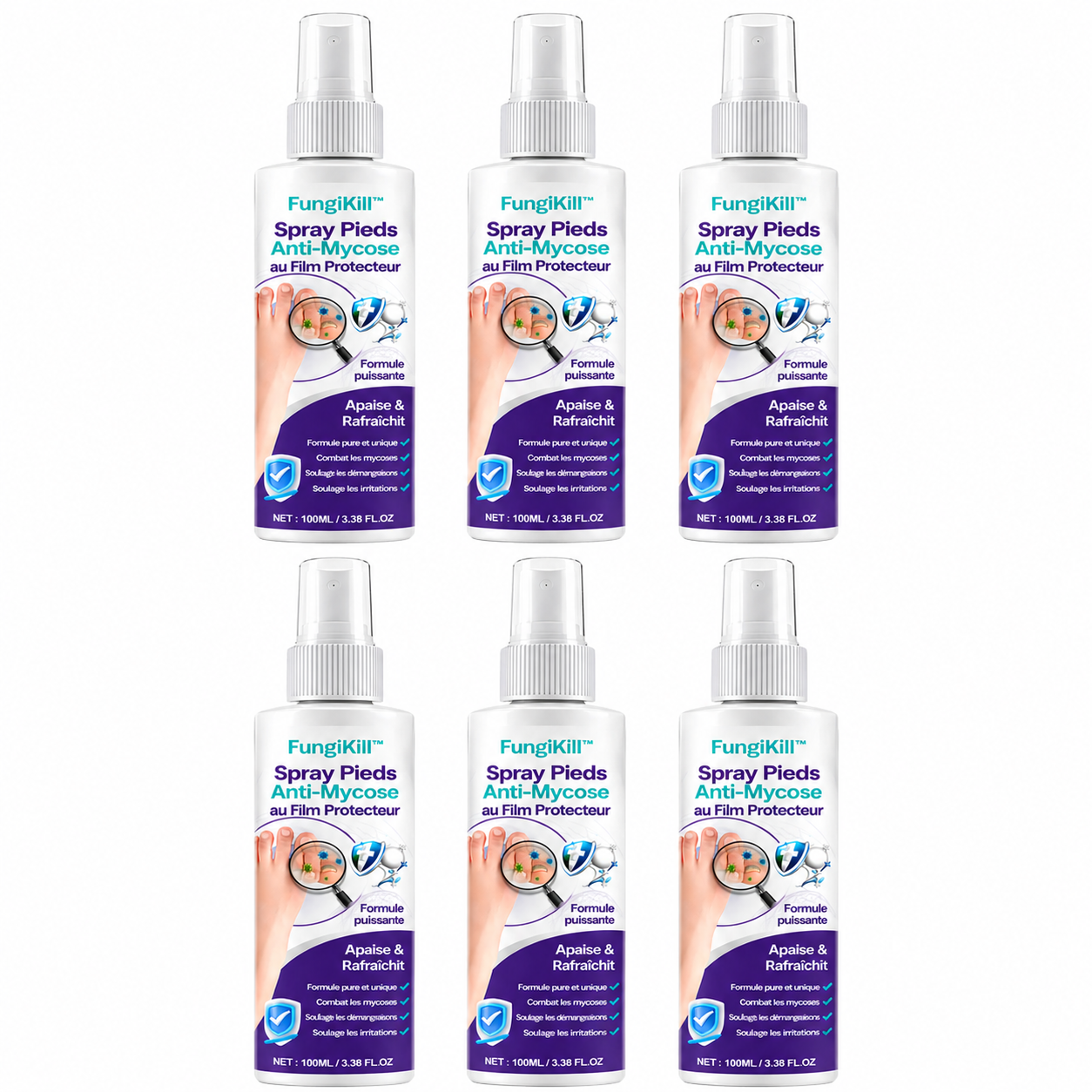FungiKill™ Spray Pieds Anti-Mycose au Film Protecteur | Éliminez les champignons en 48h chrono !