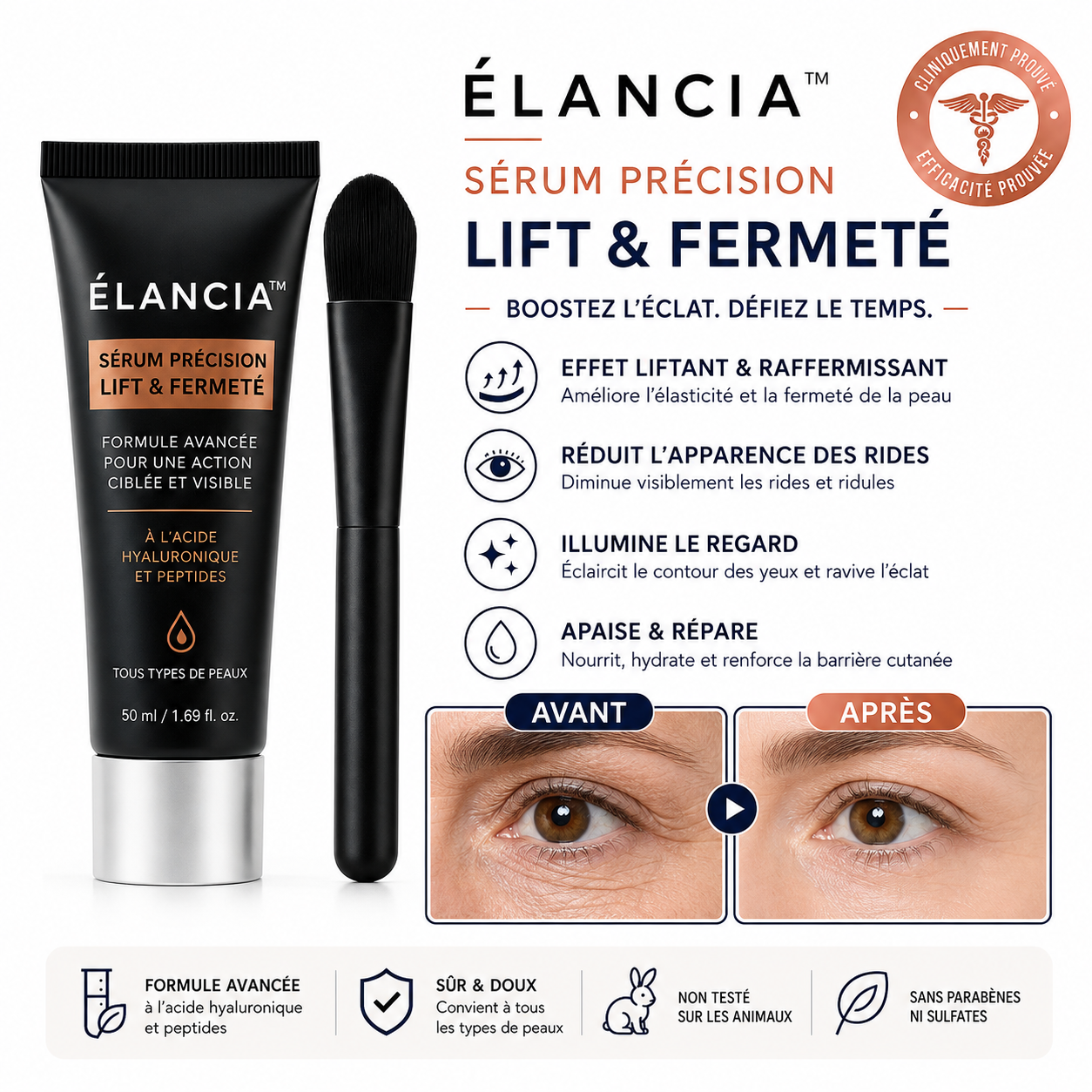 Élancia™ Sérum Précision Lift & Fermeté | Efface vos rides et retend la peau en 7 minutes!
