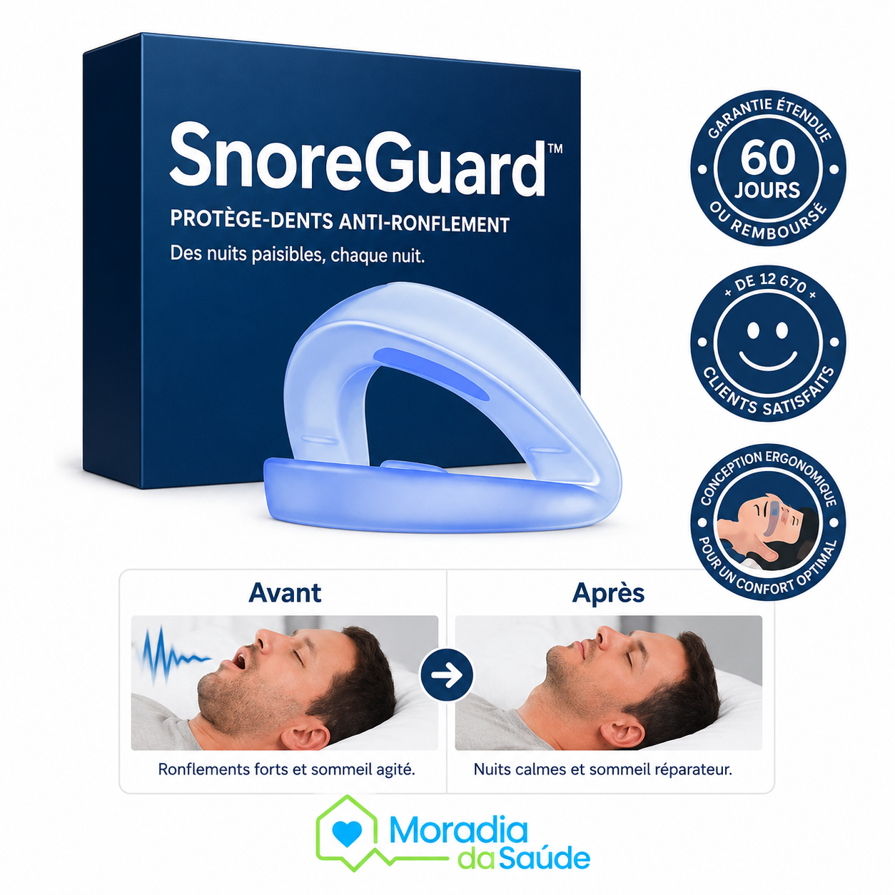 SnoreGuard™ Protège-Dents Anti-Ronflement | Stoppe le ronflement dès la 1ʳᵉ nuit – validé par des ORL!