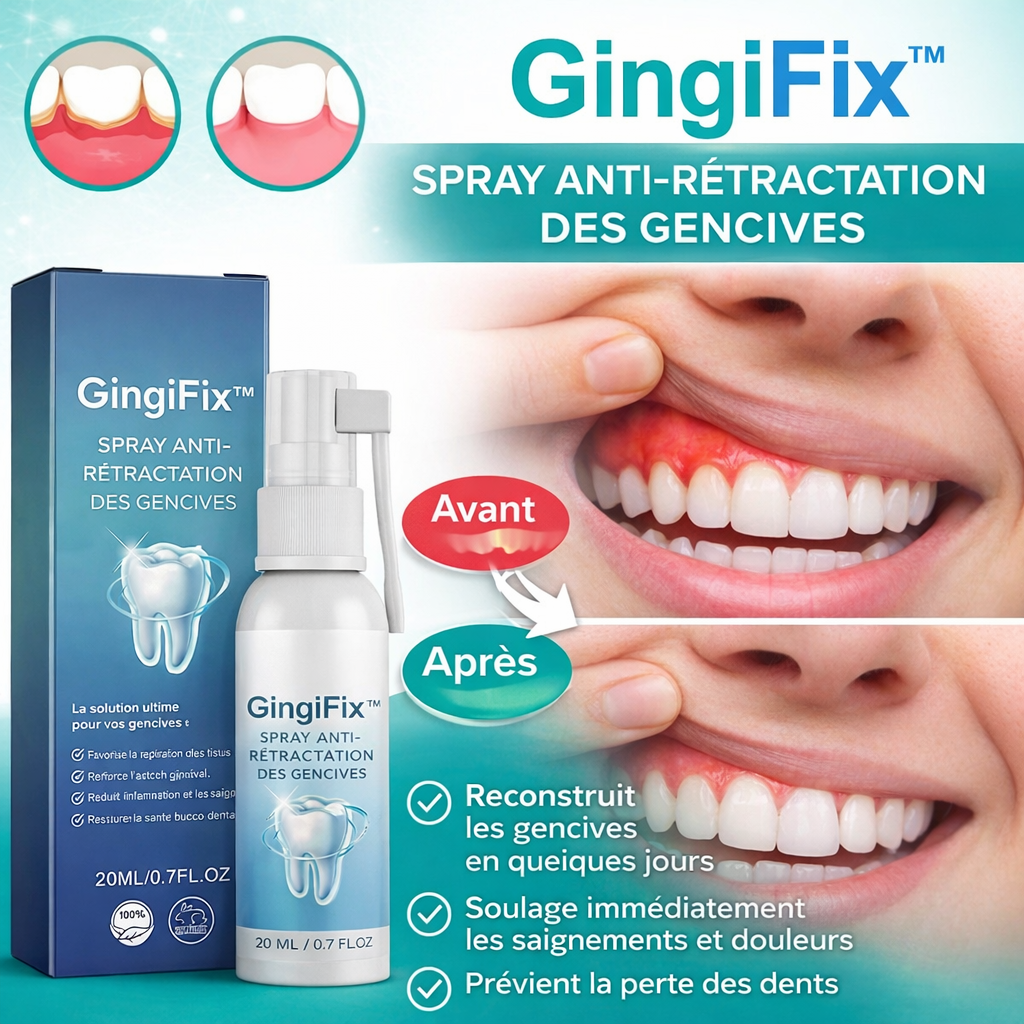 GingiFix™ Spray Anti-Rétractation des Gencives | Stoppez le recul des gencives et refixez vos dents en 7 jours !