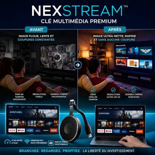 NexStream™ Clé Multimédia Premium | Accédez instantanément à la TV, aux films et au sport en illimité !