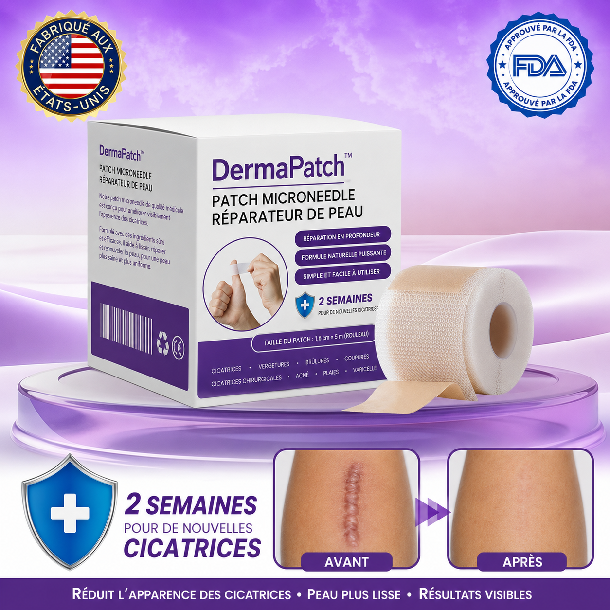 DermaPatch™ Patch Micro-Aiguilles Réparateur | Effacez rides, cicatrices et imperfections en 15 minutes !