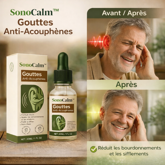SonoCalm™ Gouttes Anti-Acouphènes | Faites taire les sifflements et retrouvez le silence en 4 jours !
