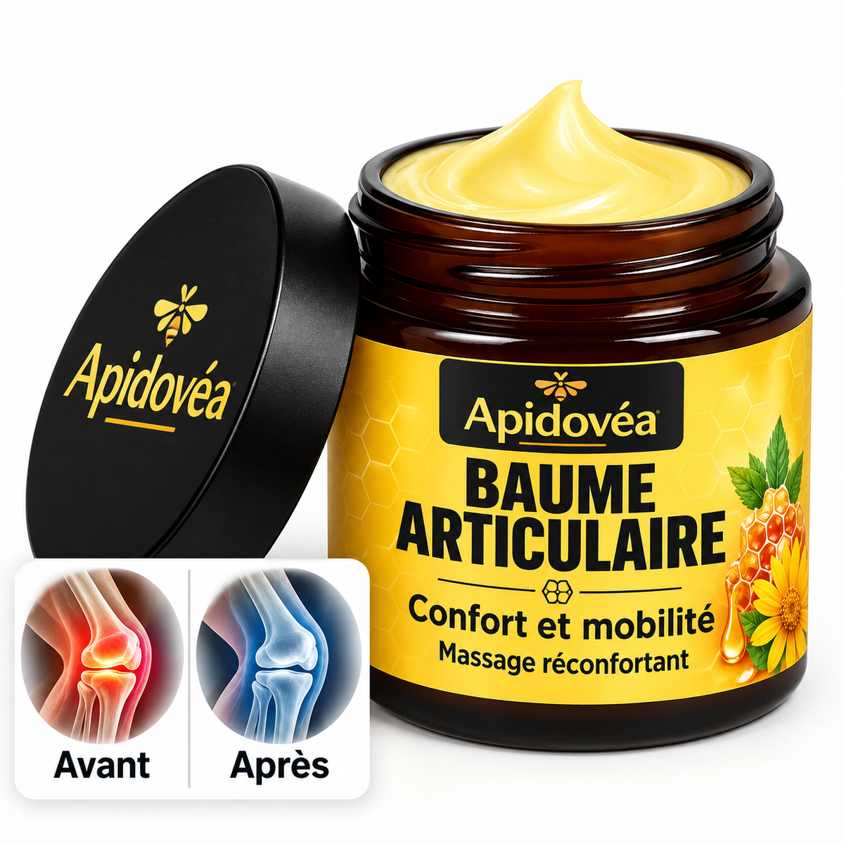 Apidovéa™ Crème Anti-douleur au Magnésium et au Venin d'Abeille | Supprime vos douleurs articulaires en un instant!