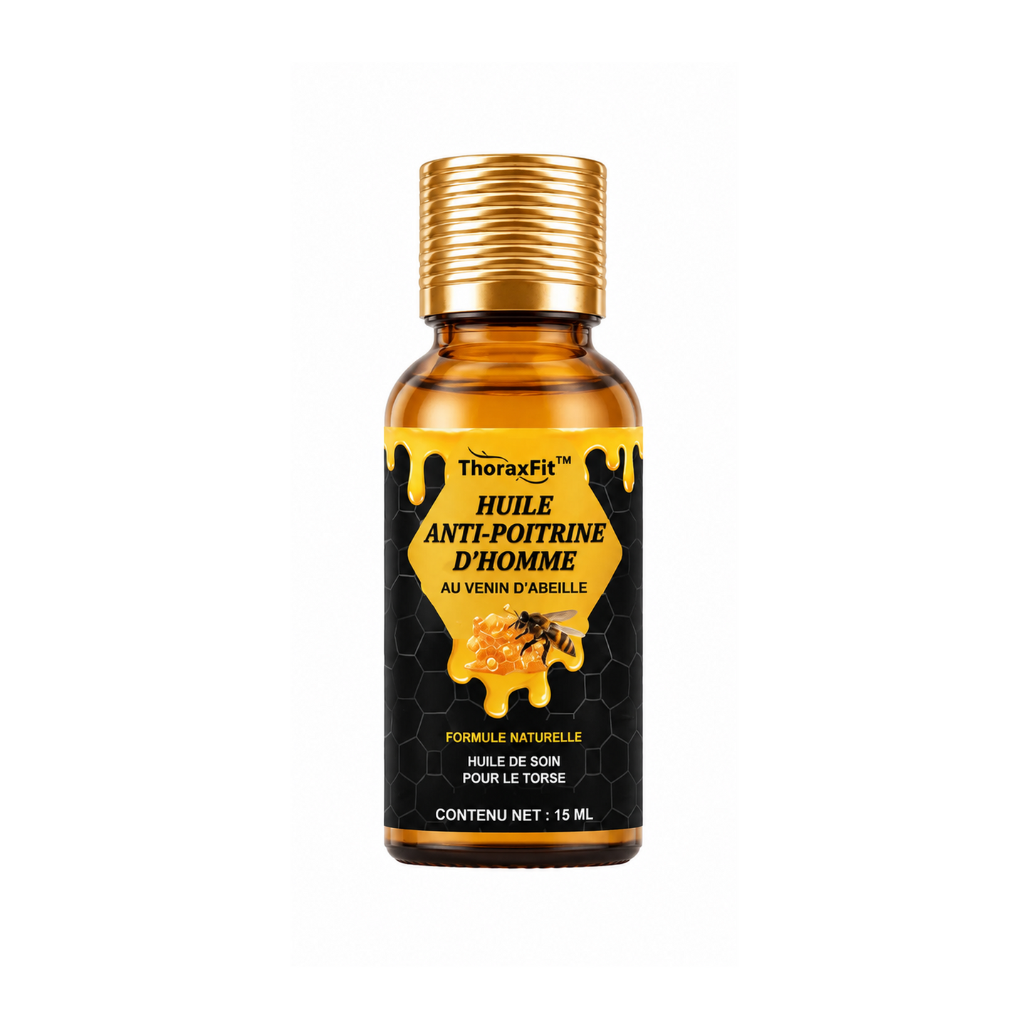 ThoraxFit™ Huile Anti-Poitrine d’Homme au Venin d’Abeille | Raffermissez votre torse et osez enfin retirer votre t-shirt !