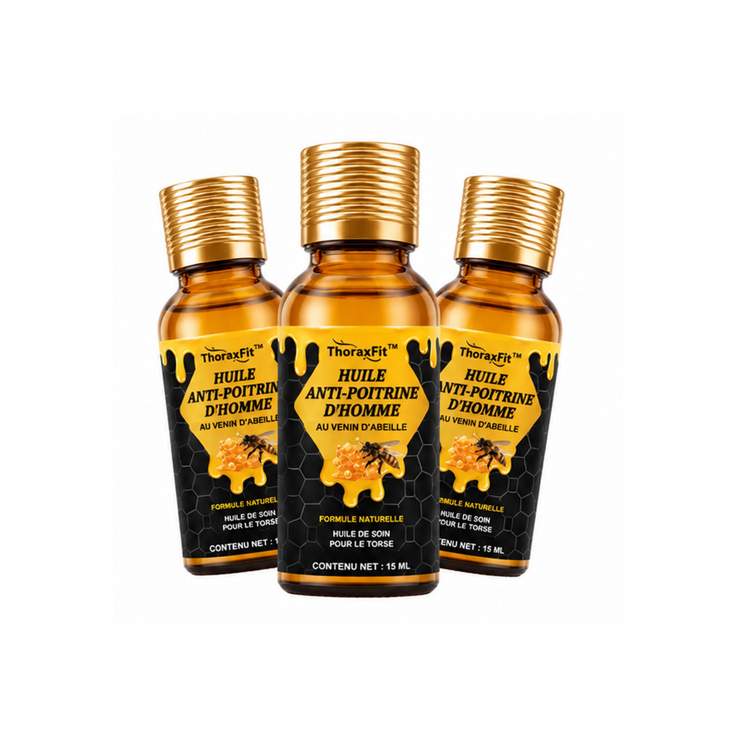 ThoraxFit™ Huile Anti-Poitrine d’Homme au Venin d’Abeille | Raffermissez votre torse et osez enfin retirer votre t-shirt !