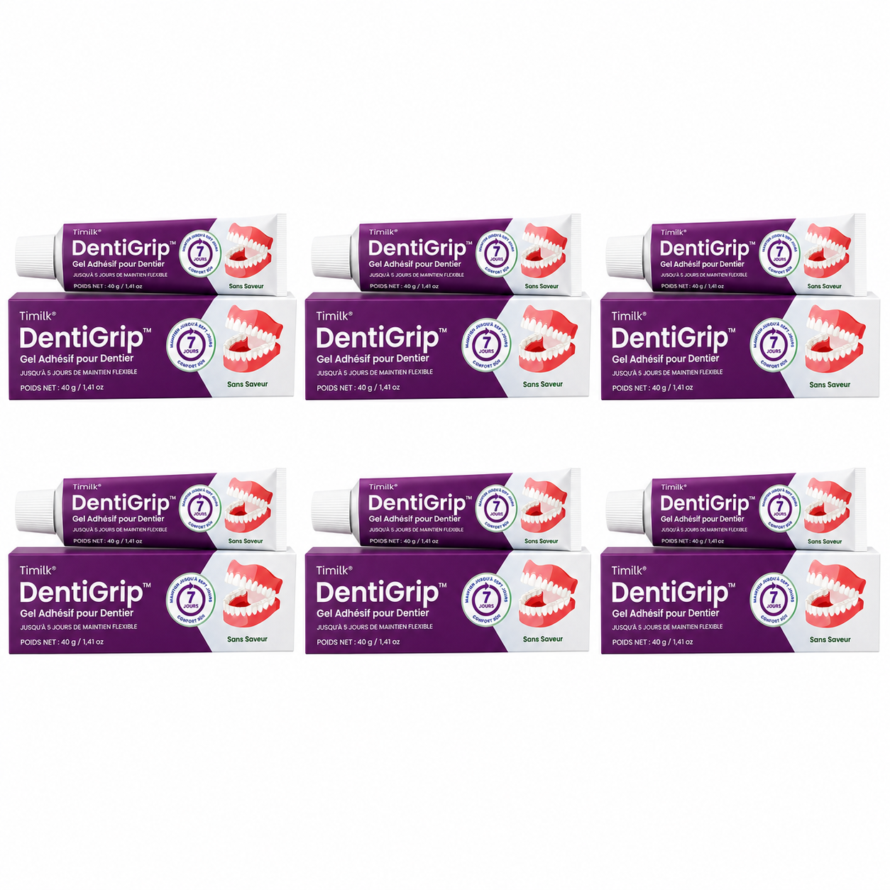 DentiGrip™ Gel Adhésif pour Dentier | Fixez votre prothèse jusqu’à 5 jours sans colle qui bave ni dentier qui bouge !