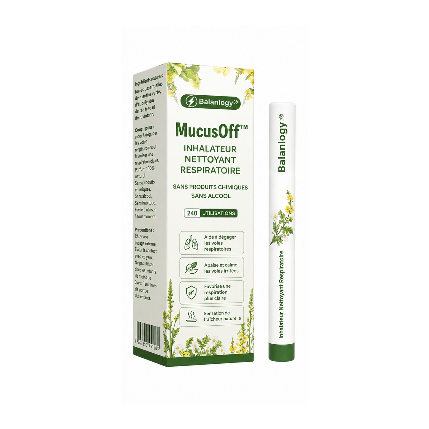 MucusOff™ Inhalateur Nettoyant Respiratoire | Respirez plus librement et dégagez vos poumons dès les premières utilisations !