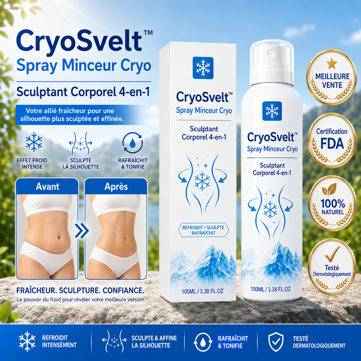 CryoSvelt™ Spray Minceur Cryo | Raffermissez ventre, taille et cuisses dès les premières pulvérisations !