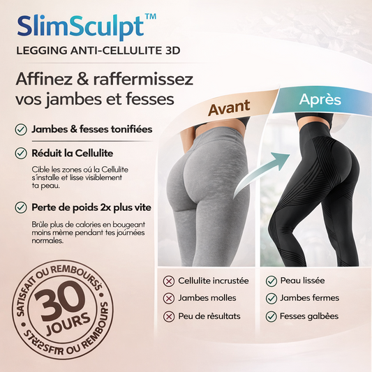 SlimSculpt™ Legging Anti-Cellulite 3D | Éliminez la cellulite, tonifiez vos jambes et galbez vos fesses instantanément sans effort !