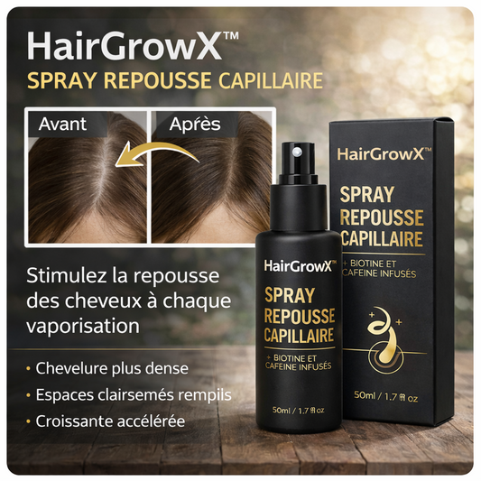 HairGrowX™ Spray Repousse Capillaire | Retrouvez des cheveux plus denses en seulement 14 jours !