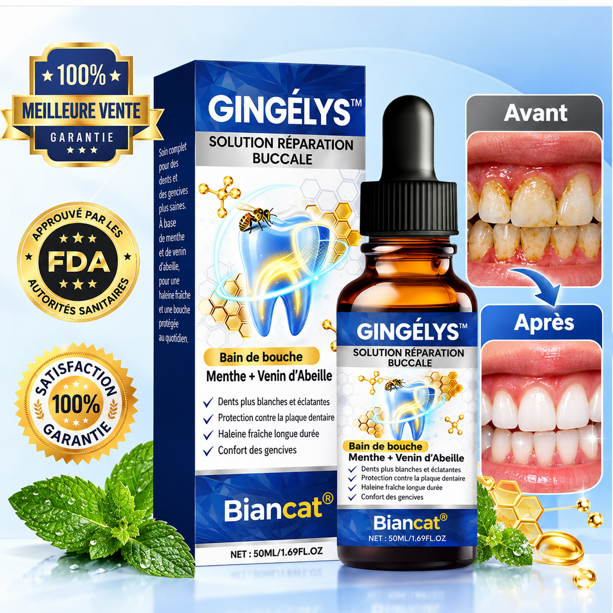 Gingélys™ Solution Réparation Buccale | Stoppez le déchaussement et renforcez vos gencives en quelques jours !