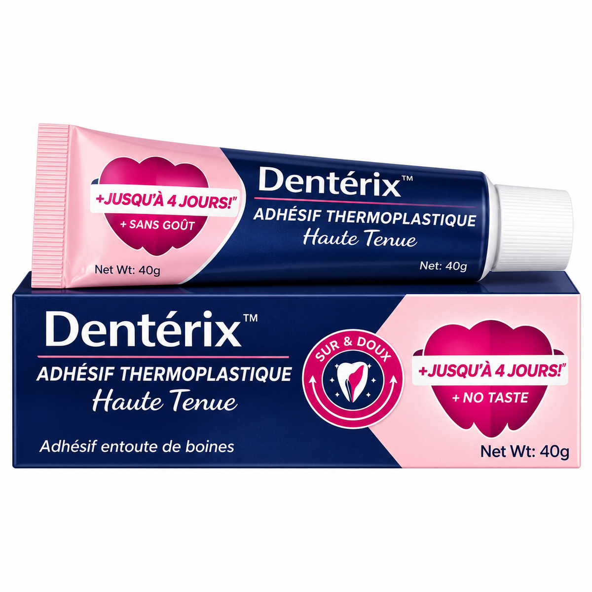 Dentérix™ Adhésif Thermoplastique Haute Tenue | Fixe instantanément votre prothèse, stoppe les mouvements gênants en 3 minutes !