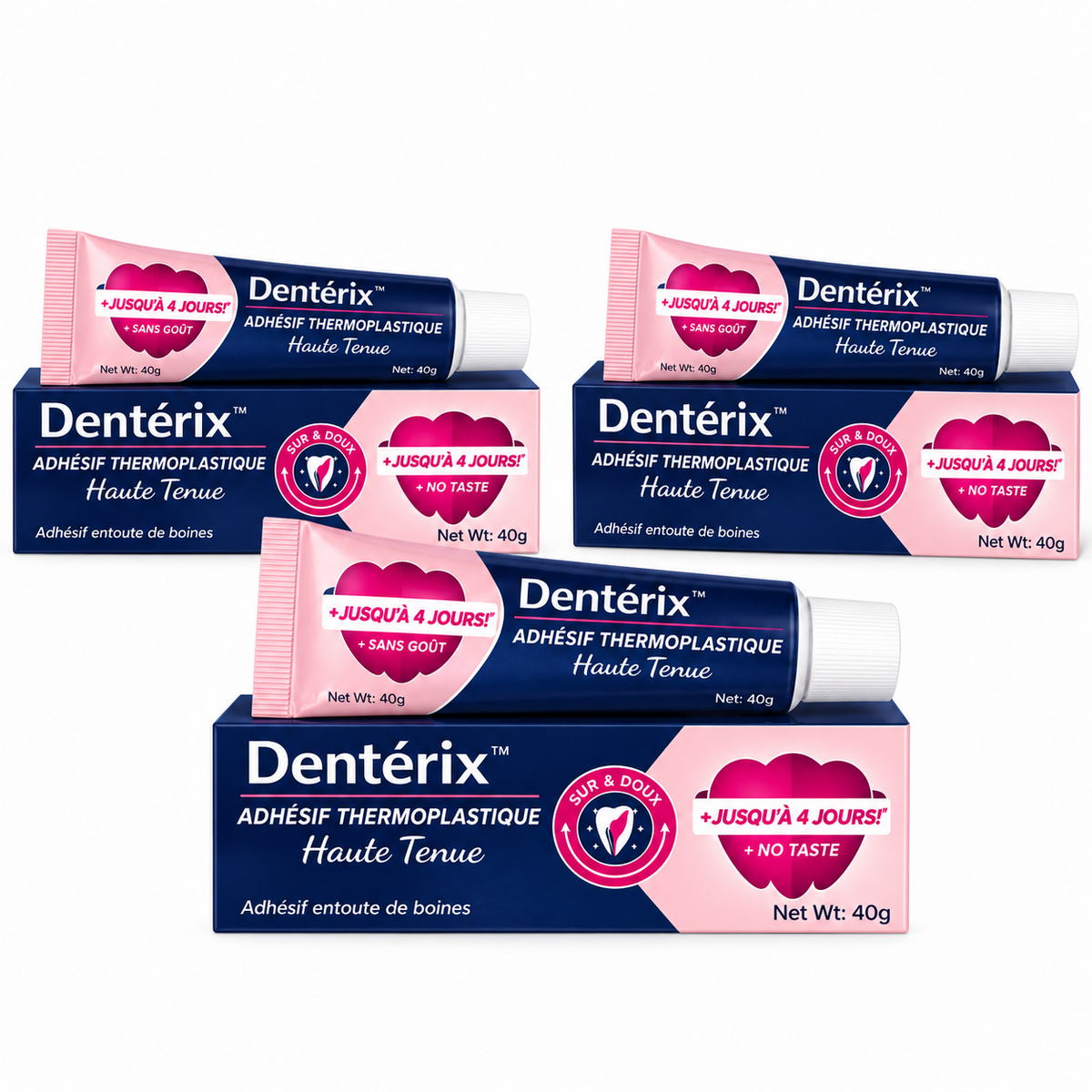 Dentérix™ Adhésif Thermoplastique Haute Tenue | Fixe instantanément votre prothèse, stoppe les mouvements gênants en 3 minutes !