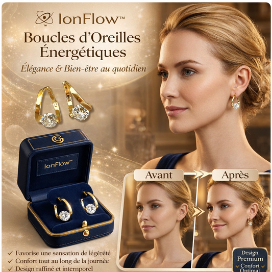 IonFlow™ Boucles d’Oreilles Énergétiques | Activez votre circulation, éliminez les gonflements et retrouvez un corps léger sans effort !