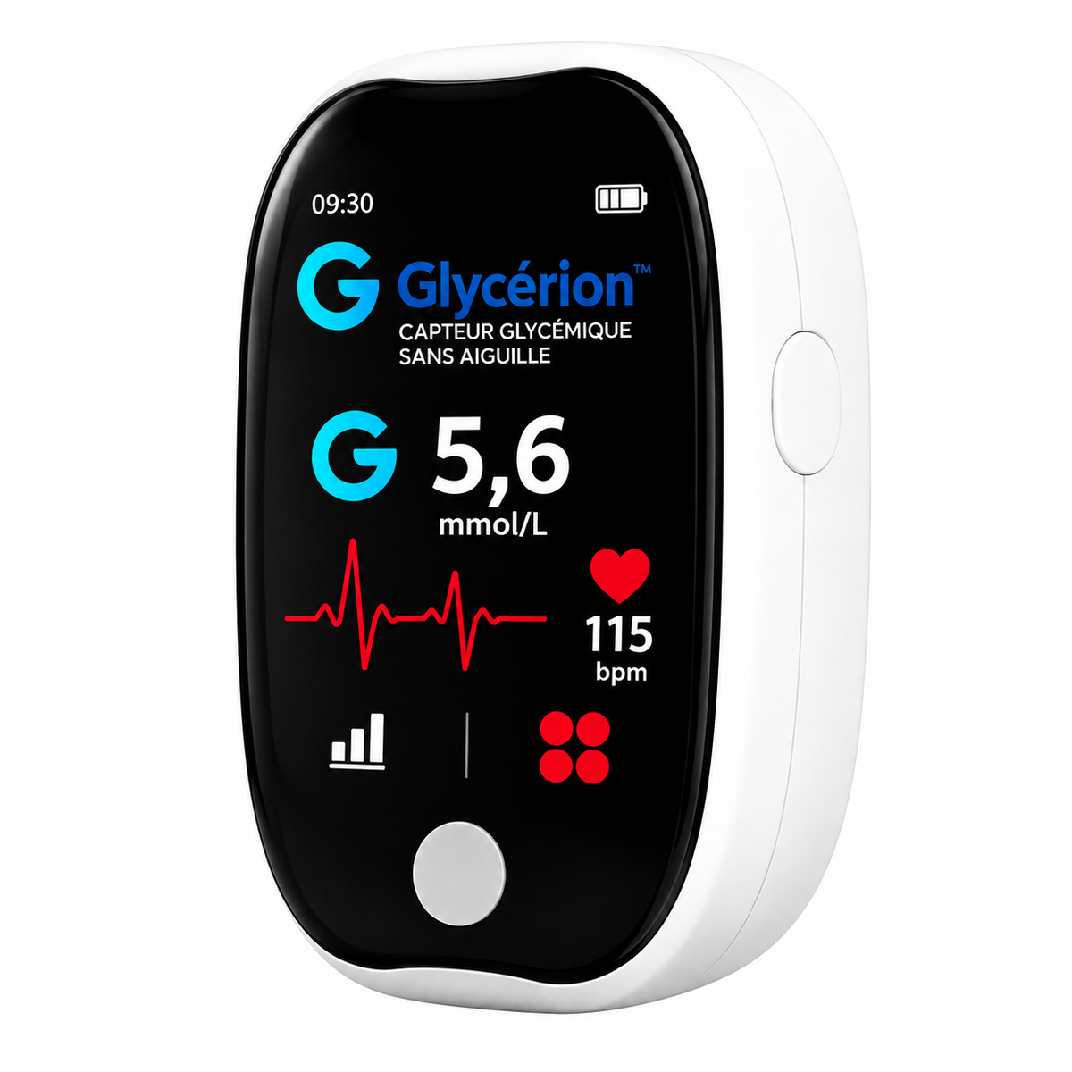 Glycérion™ Capteur Glycémique Sans Aiguille | Contrôlez votre glycémie en 3 secondes – sans douleur, sans piqûre, sans bandelette !
