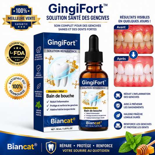GingiFort™ Solution Réparation Buccale | Stoppez le déchaussement et renforcez vos gencives en quelques jours !