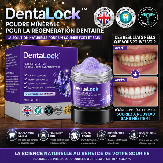 DentaLock™ Poudre Minérale Réparatrice pour les Dents | Stoppez les saignements et refixez vos dents naturellement !