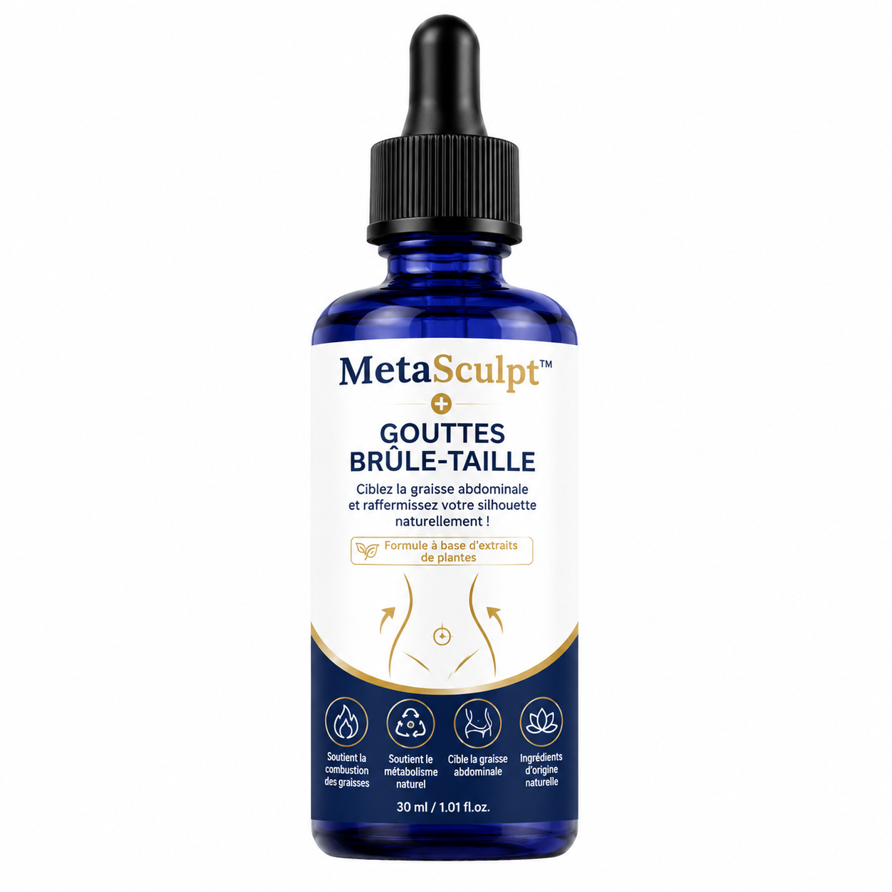 MetaSculpt™ Gouttes Brûle-Taille | Ciblez la graisse abdominale et raffermissez votre silhouette naturellement !