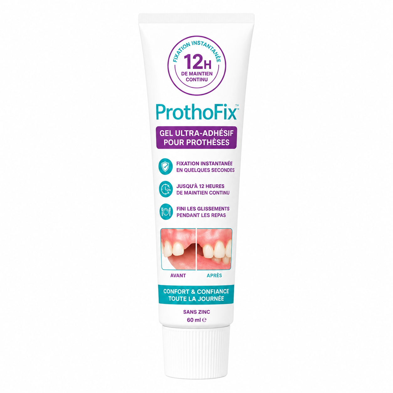 ProthoFix™ Gel Ultra-Adhésif pour Prothèses | Fixation Instantanée & Confort Absolu Toute la Journée!