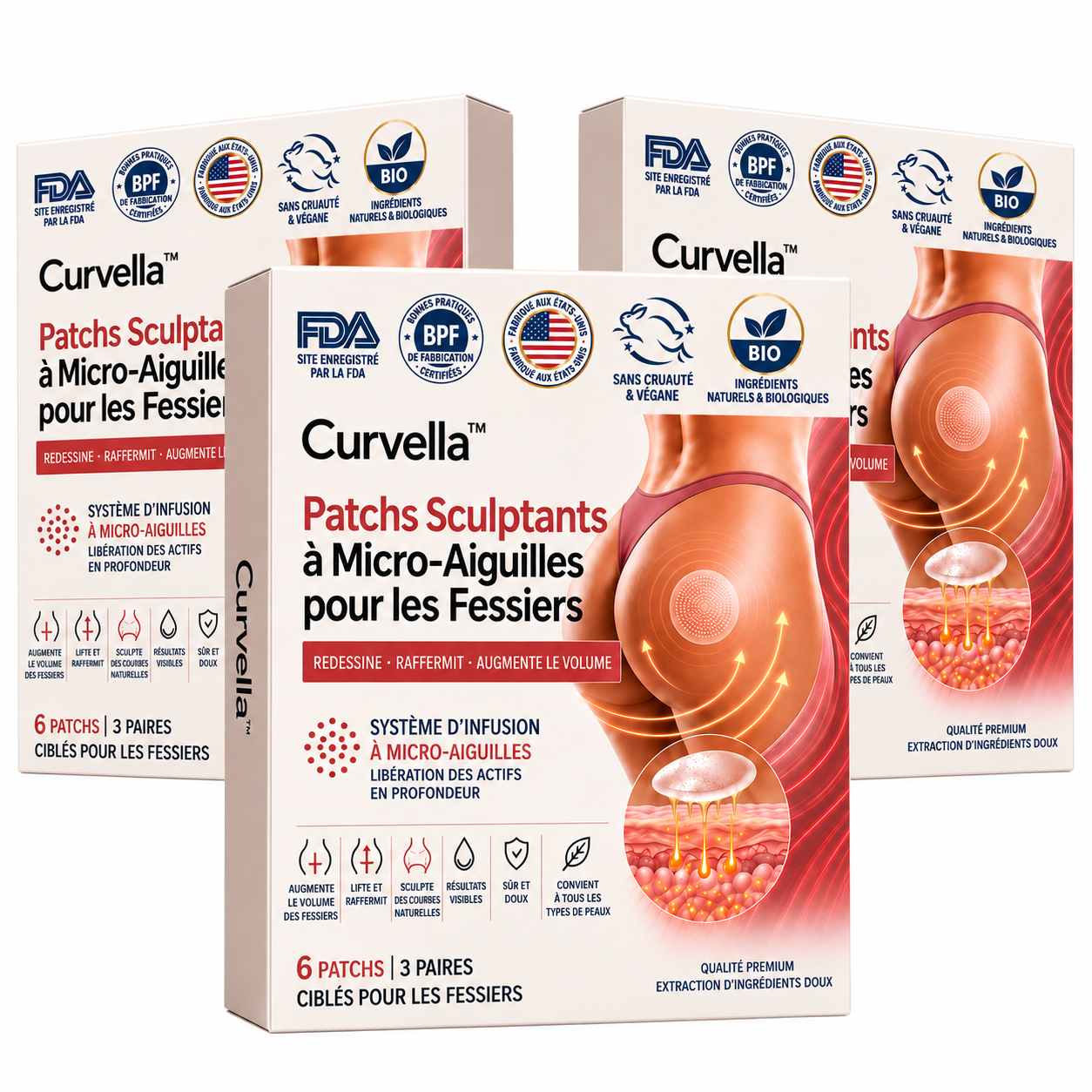 Curvella™ Patch Sculptant à Micro-Aiguilles | Galbez vos fesses, hanches et poitrine sans chirurgie ni injections !