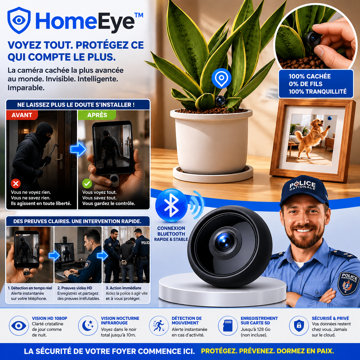 HomeEye™ Mini Caméra de Surveillance Ultra-HD | Surveillez votre maison discrètement en 1 minute !