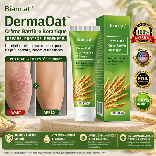 DermaOat™ Crème Barrière à l’Avoine | Apaisez les démangeaisons, rougeurs et plaques sèches dès les premières applications