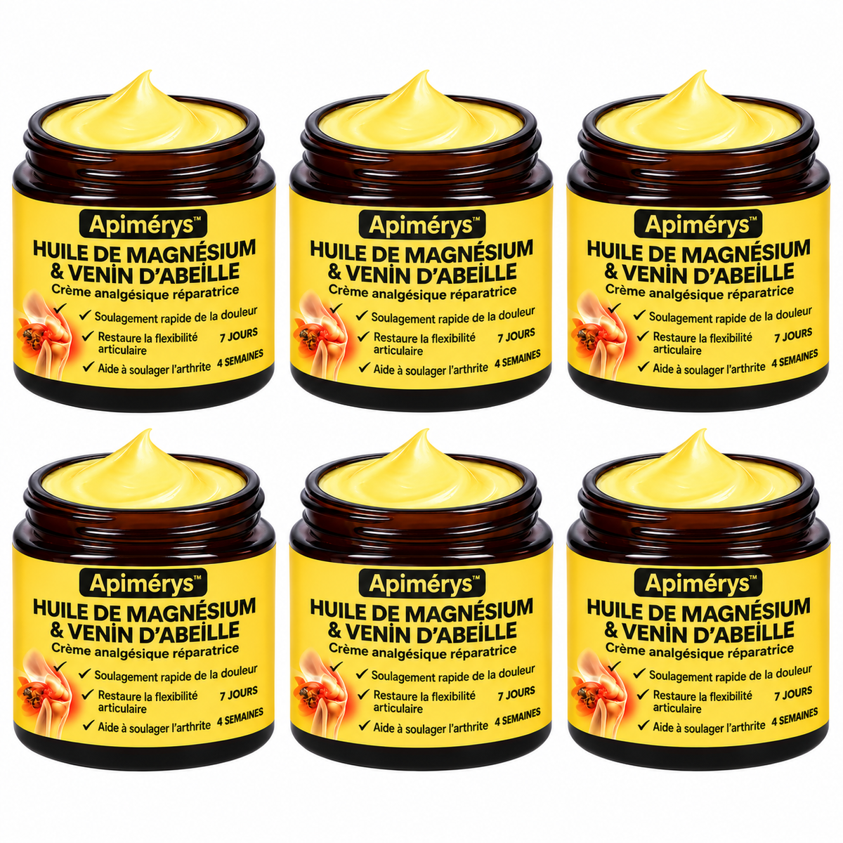 Apimérys™ Crème Anti-douleur au Magnésium et au Venin d'Abeille | Supprime vos douleurs articulaires en un instant!