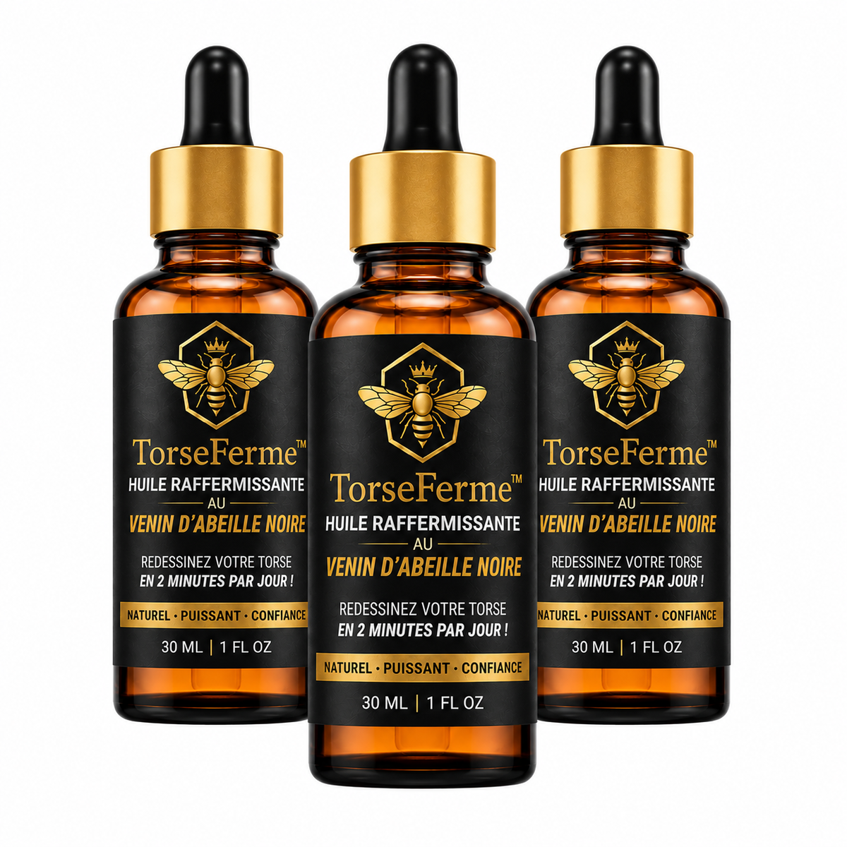 TorseFerme™ Huile Raffermissante au Venin d’Abeille Noire | Redessinez votre torse en 2 minutes par jour !