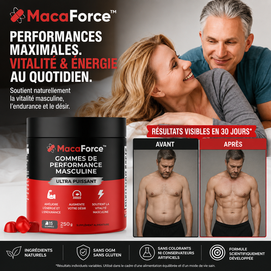 MacaForce™ Gummies Virilité au Maca | Obtenez une érection dure en 5 minutes, sans avaler de pilules !
