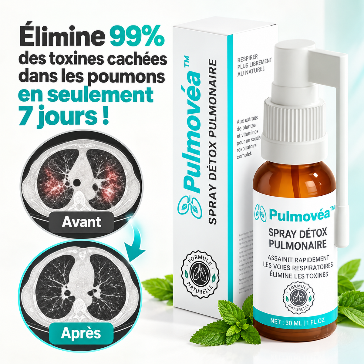 Pulmovéa™ Spray Détox Pulmonaire | Expulse 99% des toxines cachées en seulement 7 jours!