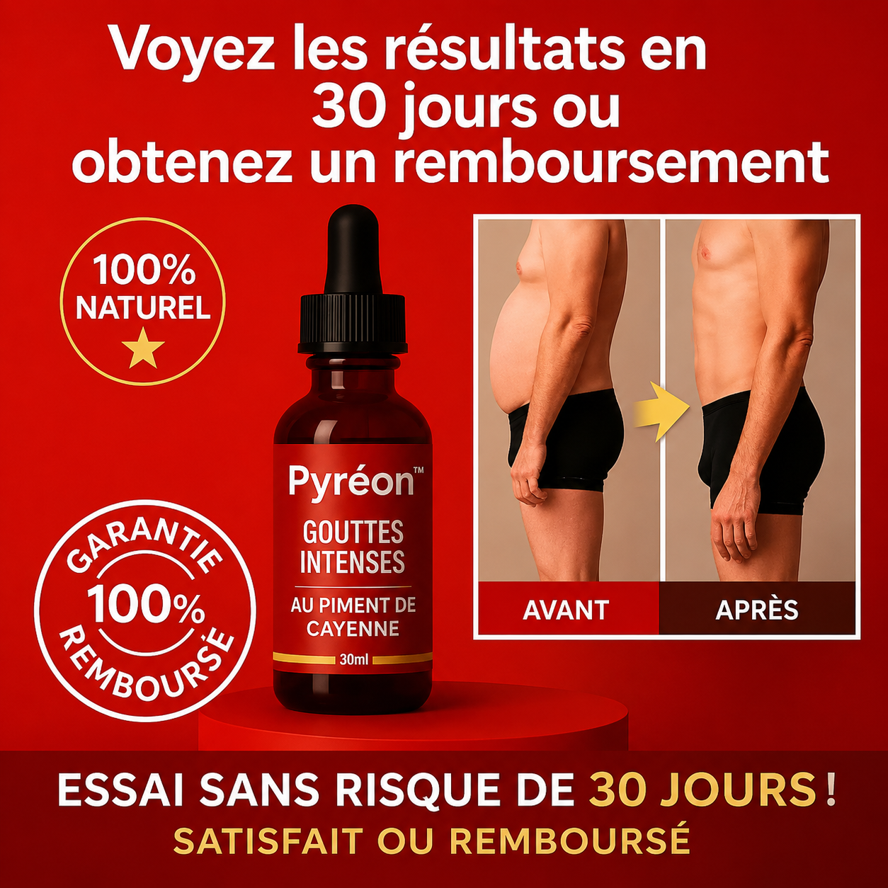 Pyréon™ Gouttes Intenses au Piment de Cayenne | Retrouvez une érection en 3 minutes chrono !