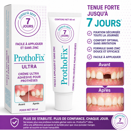 ProthoFix™ Gel Ultra-Adhésif pour Prothèses | Fixation Instantanée & Confort Absolu Toute la Journée!