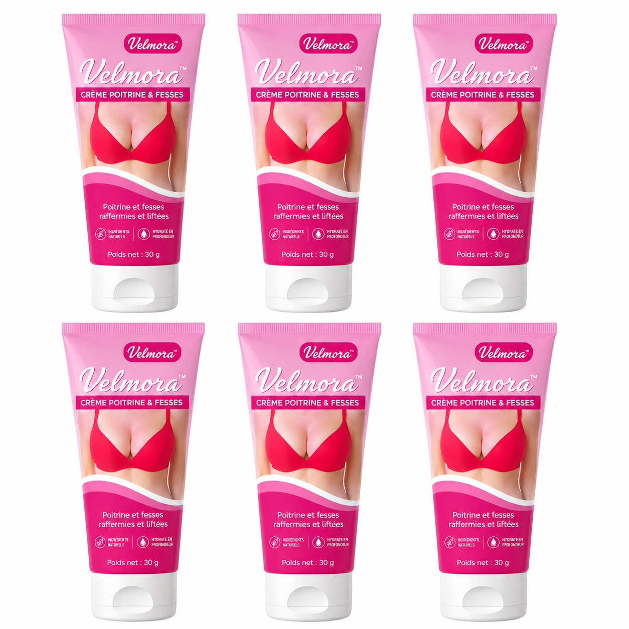 Velmora™ Crème Poitrine & Fesses | Augmente visiblement vos formes en quelques minutes !