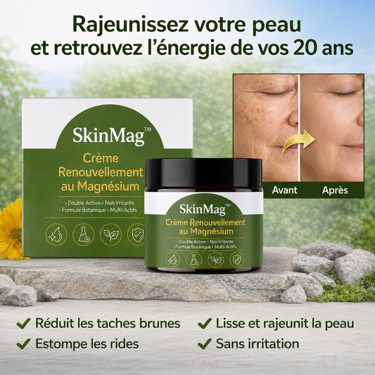 SkinMag™ Crème Renouvellement au Magnésium | Répare la peau, efface imperfections et apaise les plaques en 7 minutes !