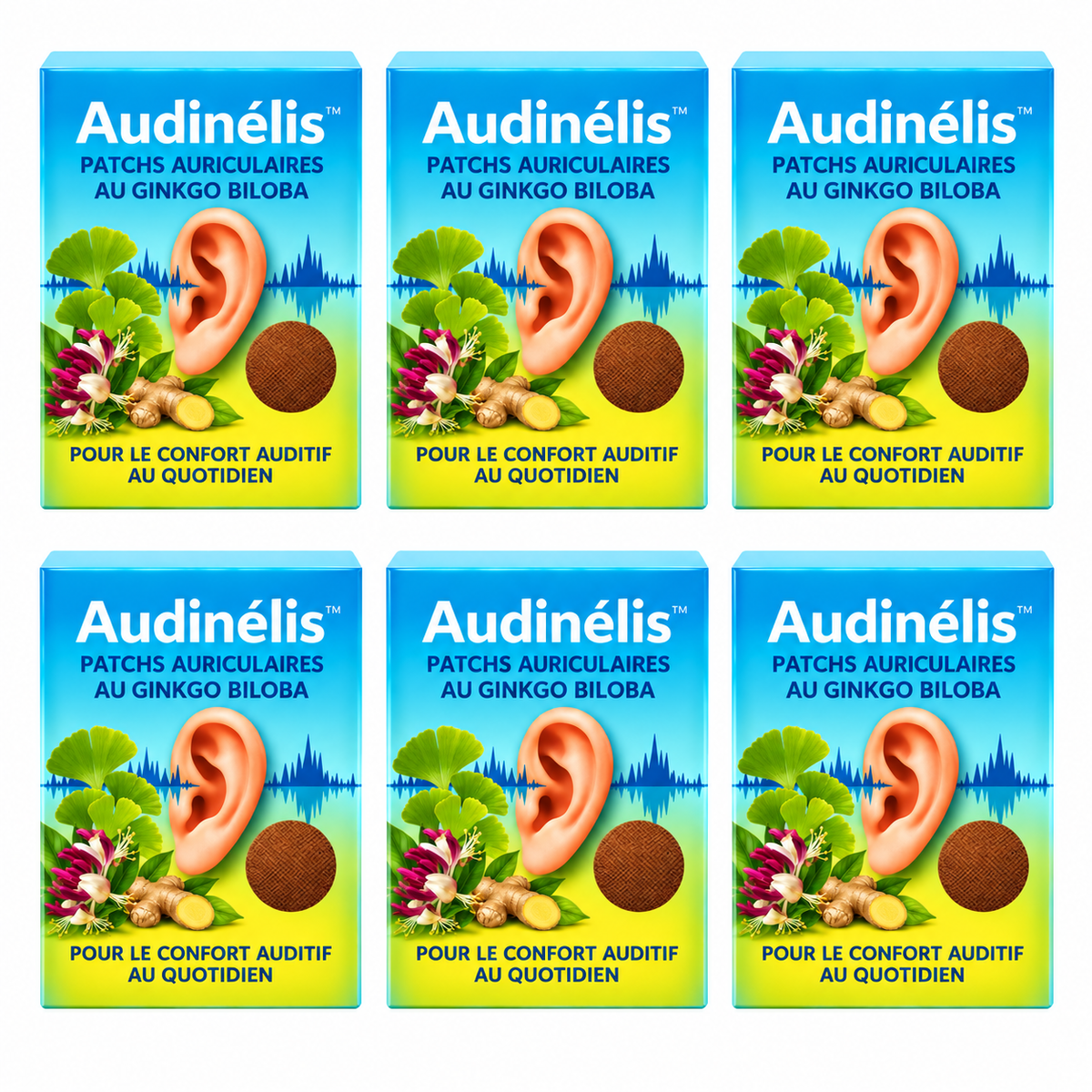 Audinélis™ Patchs Auriculaires au Ginkgo Biloba | Élimine les acouphènes en 7 heures – sans médicament ni appareil auditif!