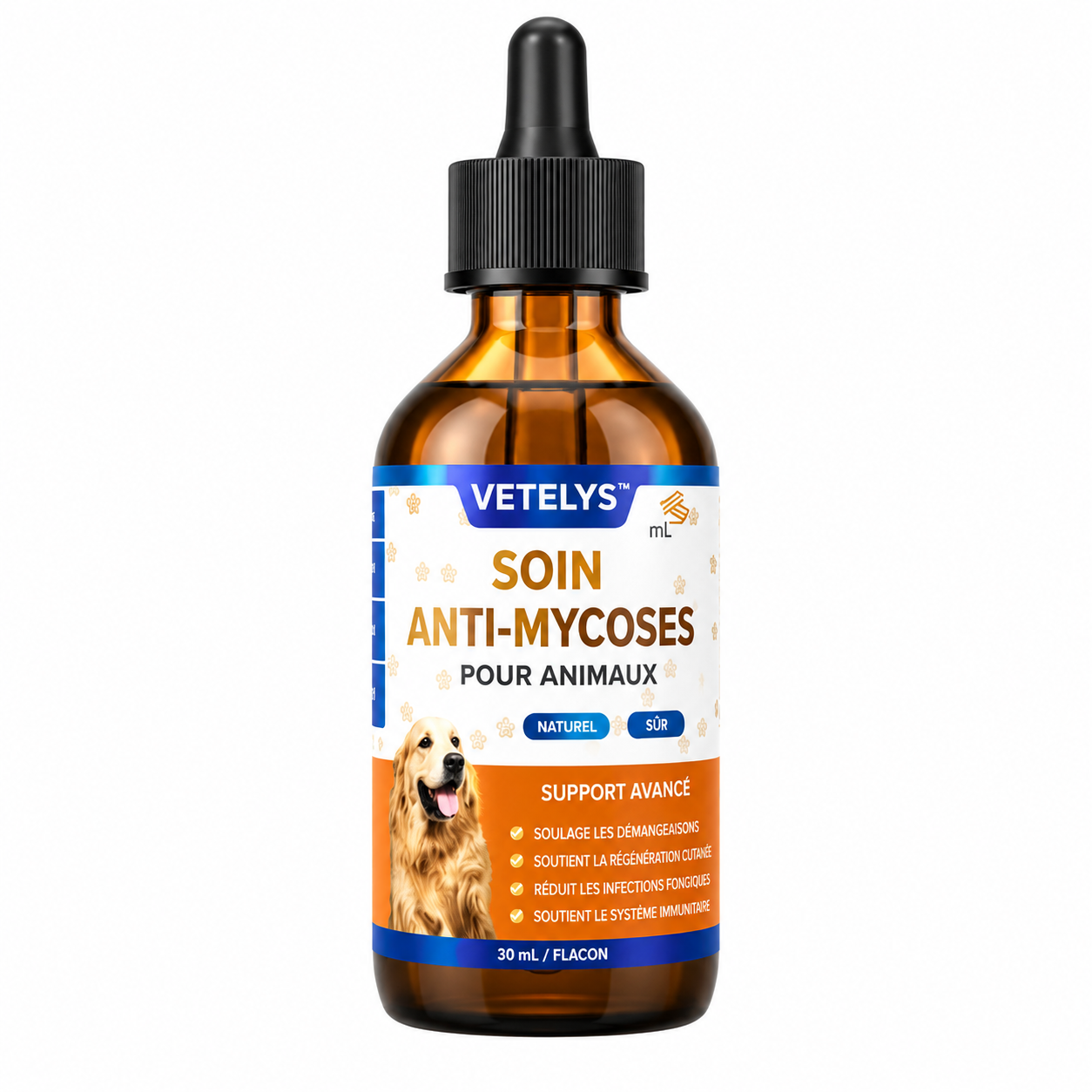 Vetelys™ Soin Anti-Mycoses pour Animaux | Stoppez grattage et léchage en quelques jours !
