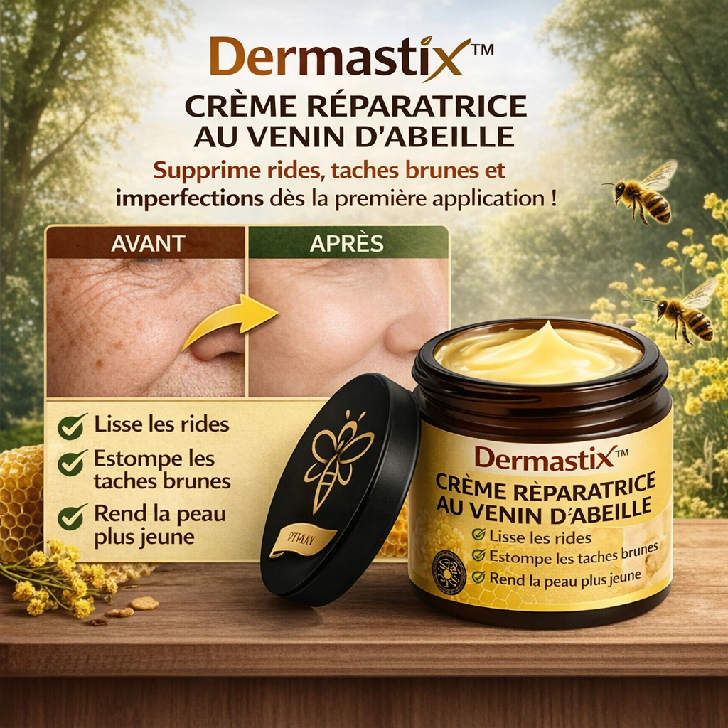 Dermastix™ Crème Réparatrice au Venin d’Abeille | Stoppe rougeurs, eczéma et boutons dès la première application !