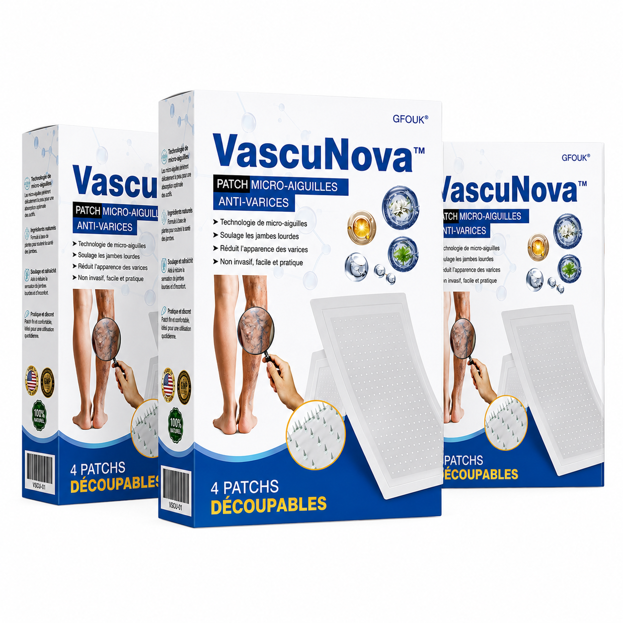 VascuNova™ Patch Micro-Aiguilles Anti-Varices | Soulagez jambes lourdes, gonflements et veines visibles dès 7 jours !