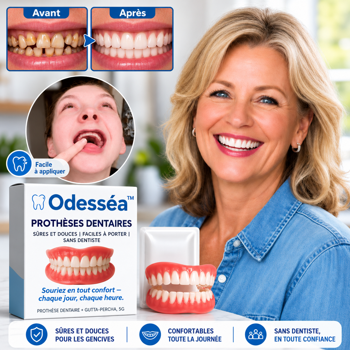 Odesséa™ Prothèses dentaires | Retrouvez votre sourire naturel en 3 minutes !