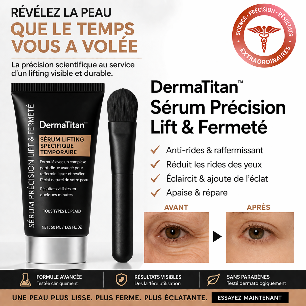 DermaTitan™ Sérum Précision Lift & Fermeté | Lisse rides et retend la peau en 7 minutes!