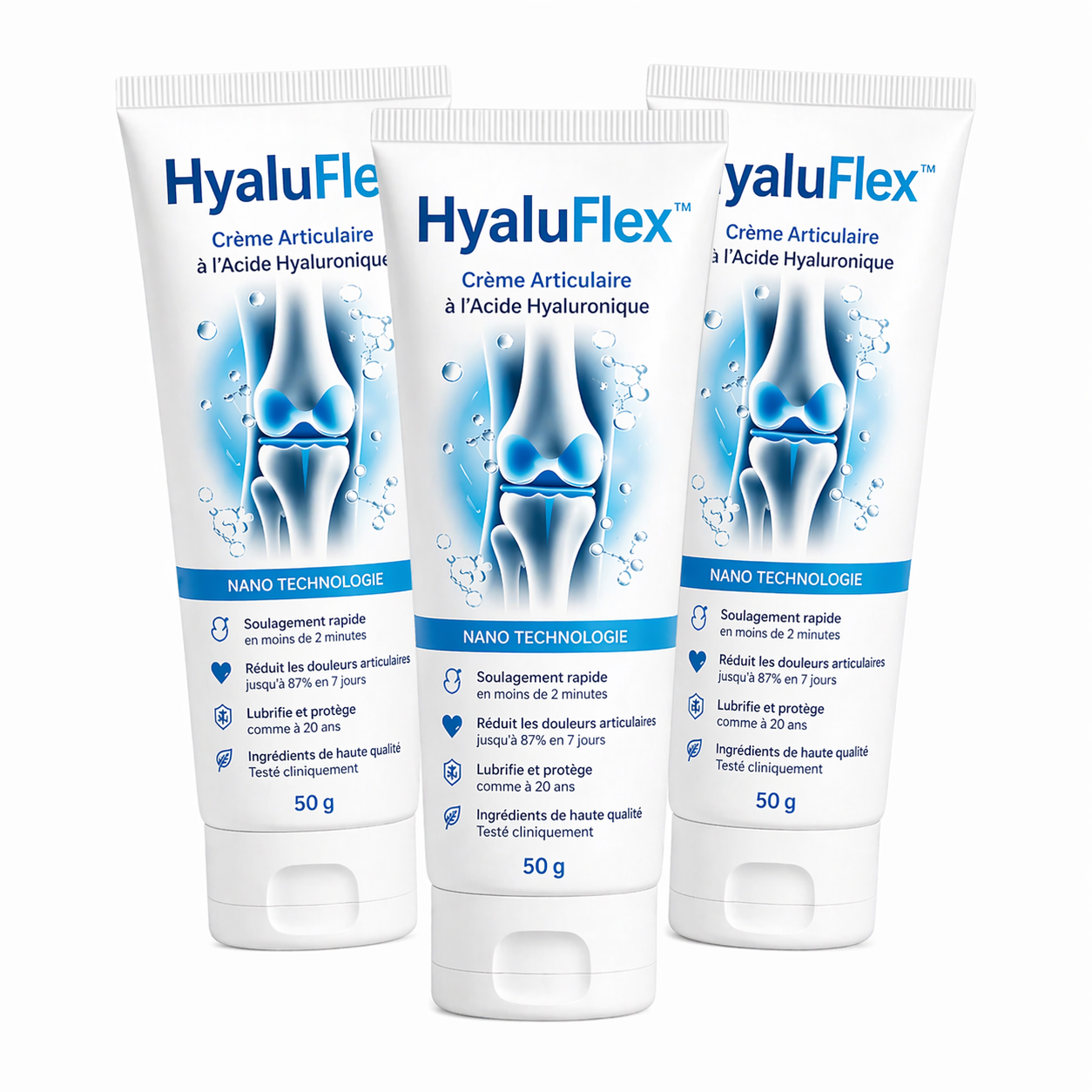 HyaluFlex™ Crème Articulaire à l'Acide Hyaluronique | Supprimez vos douleurs d'arthrose en 2 minutes chrono !