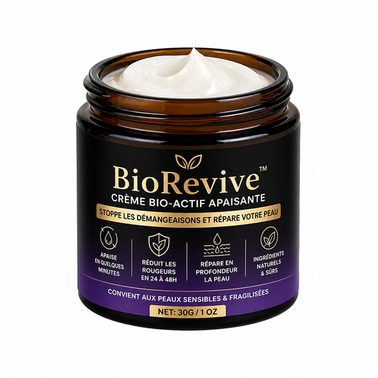 BioRevive™ Crème Bio-Actif Apaisante | Stoppe les démangeaisons et répare votre peau dès la première application !