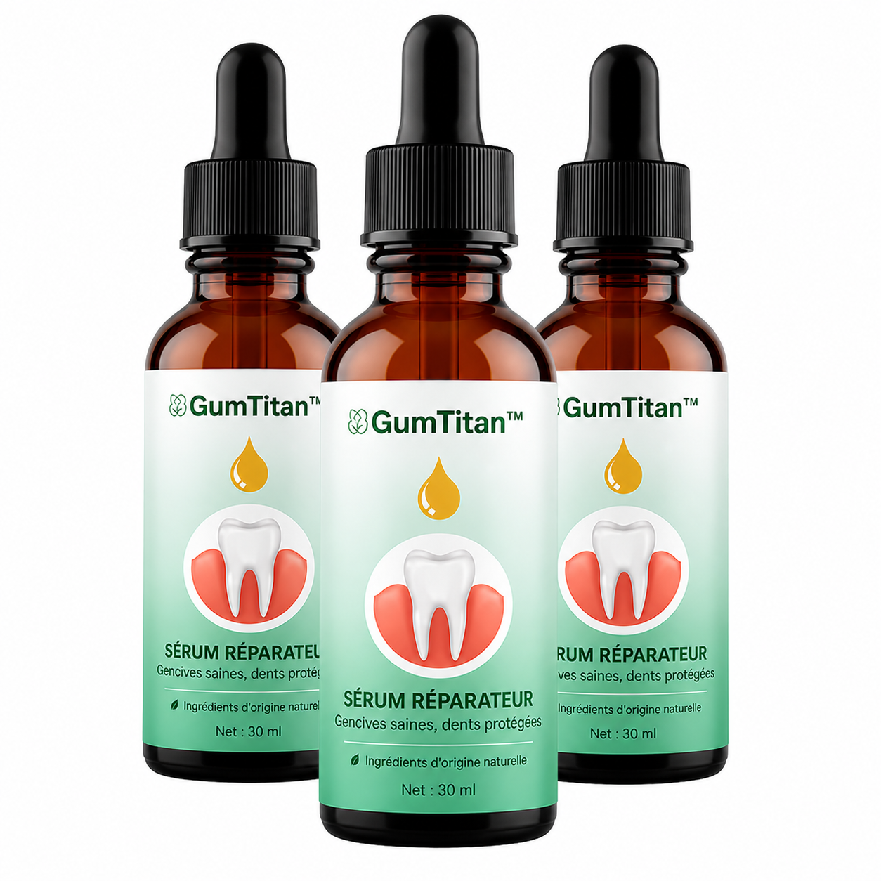 GumTitan™ Sérum Réparateur | Stoppez la rétractation et sauvez vos dents en seulement 4 jours !