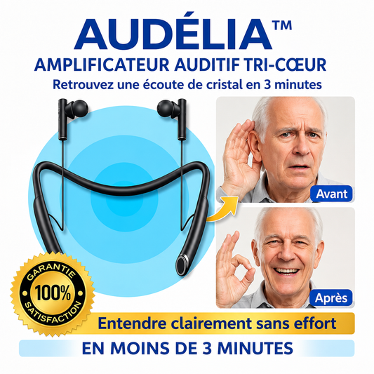 Audélia™ Amplificateur Auditif Tri-Core Haute Puissance | Retrouvez une ouïe nette et parfaite en 3 minutes !
