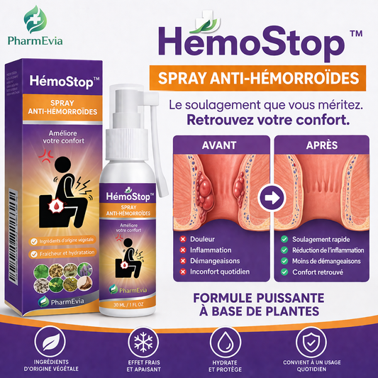 HémoStop™ Spray Anti-Hémorroïdes | Éliminez les hémorroïdes dès la première application, sans pommade ni ordonnance !